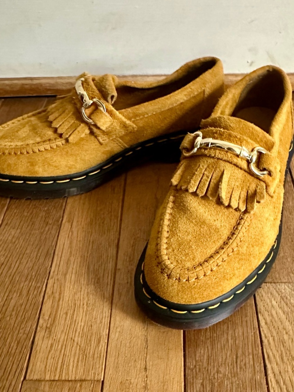 Dr. Martens Mustard Tan Suede Loafers New! Sz 6.5 Rare
